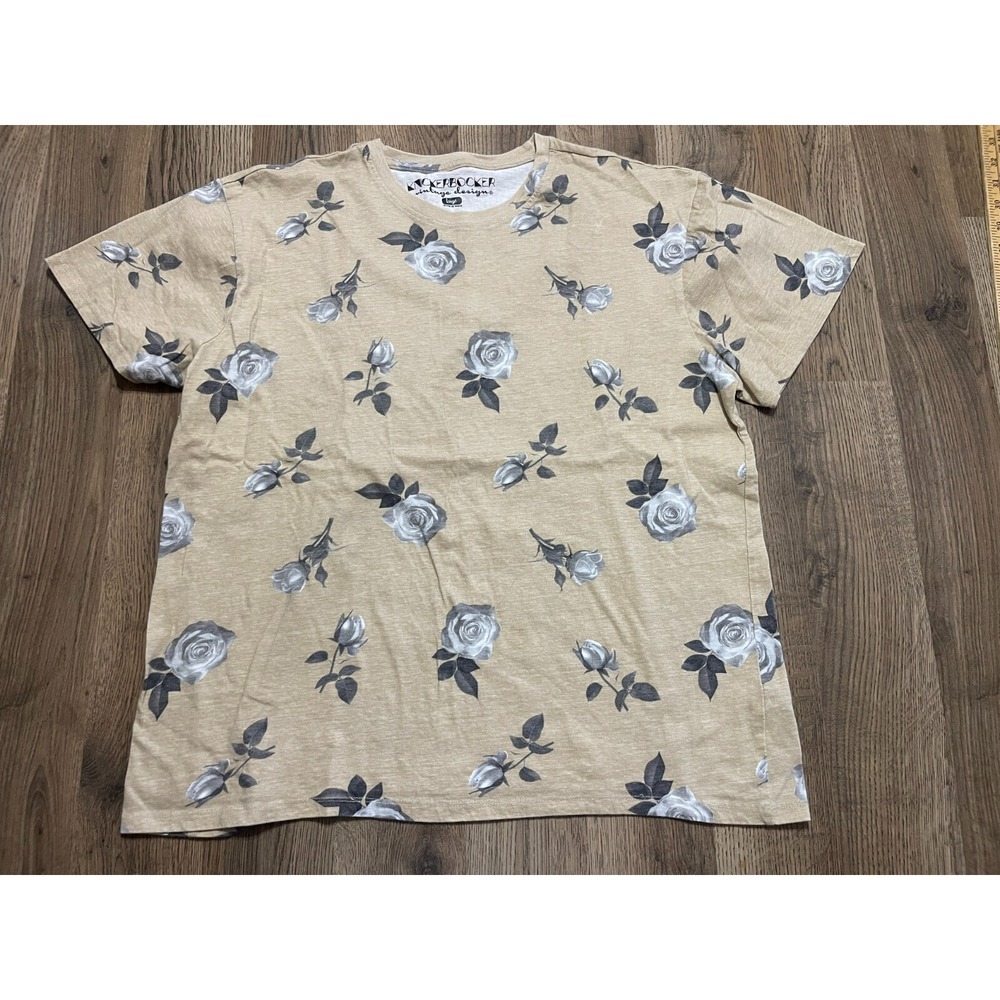 Knickerbocker Shirt, Women's Size Large, White Gray, Floral, Short Sleeve
